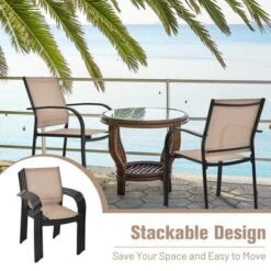 Tangkula 2PCS Outdoor Dining Chairs Stackable Chairs W/Armrests & Breathable Fabric For Balcony Garden & Patio 11 Tangkula 2PCS Outdoor Dining Chairs Stackable Chairs W/Armrests & Breathable Fabric For Balcony Garden & Patio -Tangkula Shop GUEST 93e317fc ccac 454a b108 0df826e247d3