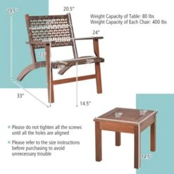 Tangkula 3 Pieces Outdoor Eucalyptus Wood Bistro Set Modern Hand-Woven PE Wicker Conversation Set -Tangkula Shop GUEST 94194216 88d9 4362 a198 5d668bb51421