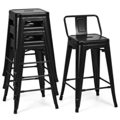 Tangkula Set Of 4 Metal Bar Stools 24" Industrial Chair Low Back Black -Tangkula Shop GUEST 94340ab8 6b0e 4198 9ec8 0942e0ce3be6