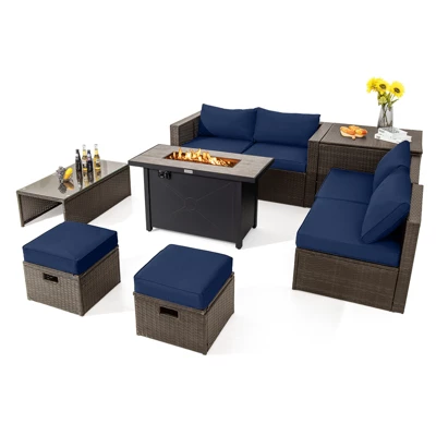 Tangkula 9-Piece Patio Sectional Set with 60,000 BTU Propane Fire Pit Table 12 Tangkula 9-Piece Patio Sectional Set with 60,000 BTU Propane Fire Pit Table - Image 12