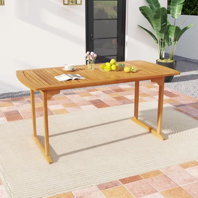 Tangkula Outdoor Wooden Dining Table For 4-6 71" Acacia Wood Table 1 Tangkula Outdoor Wooden Dining Table For 4-6 71" Acacia Wood Table