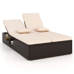 Tangkula Patio Double Chaise Lounge 6 Position Adjustable Wicker Recliner Bed With Cushions & Folding Side Trays 17 Tangkula Patio Double Chaise Lounge 6 Position Adjustable Wicker Recliner Bed With Cushions & Folding Side Trays -Tangkula Shop GUEST 94960e6f 19fc 48f7 944e 12f1758a018b