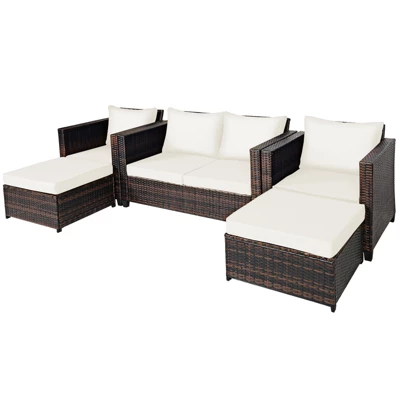 Tangkula 5-Piece Outdoor Wicker Conversation Set with Removable Cushions 6 Tangkula 5-Piece Outdoor Wicker Conversation Set with Removable Cushions - Image 6