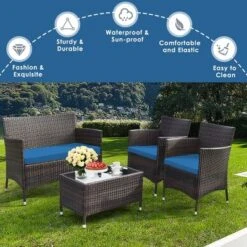 Tangkula 4-Piece Outdoor Rattan Conversation Set with Peacock Blue Cushions 18 Tangkula 4-Piece Outdoor Rattan Conversation Set with Peacock Blue Cushions -Tangkula Shop GUEST 94df6ebe ebb1 4aba b6a3 beea162880d0