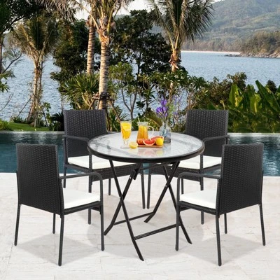 Tangkula 4-Piece All-Weather Wicker Rattan Dining Chairs with Cushioned Seats 2 Tangkula 4-Piece All-Weather Wicker Rattan Dining Chairs with Cushioned Seats - Image 2