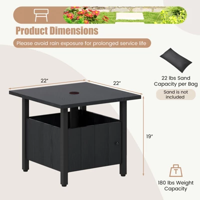 Tangkula Outdoor Side Table W/ 1.89" Umbrella Hole Patio Umbrella Table Base Stand 8 Tangkula Outdoor Side Table W/ 1.89" Umbrella Hole Patio Umbrella Table Base Stand - Image 8