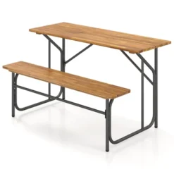 Tangkula Patio Table Bench Set For 2 Picnic Table & Loveseat W/Acacia Wood Top Metal Legs 18 Tangkula Patio Table Bench Set For 2 Picnic Table & Loveseat W/Acacia Wood Top Metal Legs -Tangkula Shop GUEST 95b00760 f1ae 4012 b82e 38647091e3a1