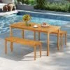 Tangkula 2PCS 47" Long Patio Dining Bench W/ Slatted Seat Backless Wooden Picnic Bench