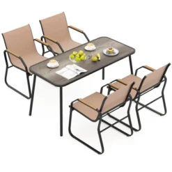 Tangkula 5 PCS Patio Dining Set W/ Wood-like Armrests & Metal Frame For Garden Yard 19 Tangkula 5 PCS Patio Dining Set W/ Wood-like Armrests & Metal Frame For Garden Yard -Tangkula Shop GUEST 95d66e8f b99c 4d70 9d90 e732c8c02dd0