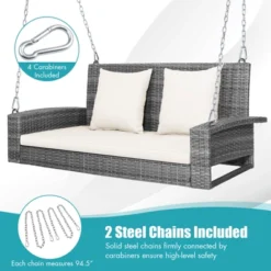 Tangkula 2-Person Outdoor Wicker Porch Swing Bench with Plush Cushions and Adjustable Chains -Tangkula Shop GUEST 95df3180 299b 4db3 8362 219cc0087b07
