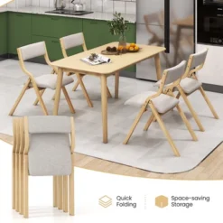 Tangkula Folding Dining Chairs Set Of 4 Wooden Table Chairs W/ Padded Seat Modern Grey & Natural 11 Tangkula Folding Dining Chairs Set Of 4 Wooden Table Chairs W/ Padded Seat Modern Grey & Natural -Tangkula Shop GUEST 96241616 79ce 4388 b53e 96c3907c7f12