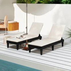 Tangkula 2PCS Patio Lounge Chair Set with 3-Position Adjustable Backrest