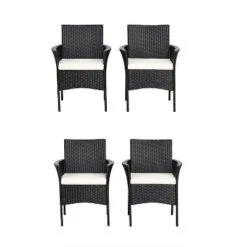 Tangkula Outdoor 4 PCS Rattan Dining Chair Patio Cushioned Arm Chair W/Zipper Black 17 Tangkula Outdoor 4 PCS Rattan Dining Chair Patio Cushioned Arm Chair W/Zipper Black -Tangkula Shop GUEST 963f94dd efea 47ec 80dc b6a2c6a38a16