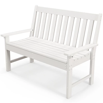 Tangkula 2-Person Outdoor Garden Park Bench All-Weather HDPE Patio Loveseat Chair With Cozy Backrest Ergonomic Loveseat Bench White 10 Tangkula 2-Person Outdoor Garden Park Bench All-Weather HDPE Patio Loveseat Chair With Cozy Backrest Ergonomic Loveseat Bench White - Image 10