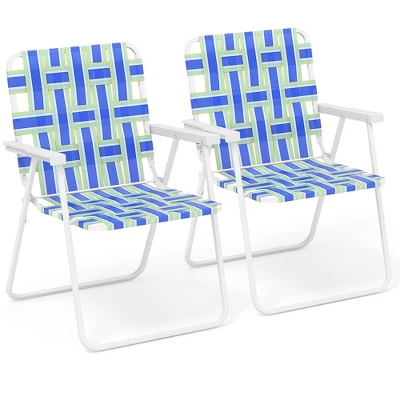 Tangkula 2-Piece Lightweight Folding Webbing Beach and Lawn Chairs - Blue 8 Tangkula 2-Piece Lightweight Folding Webbing Beach and Lawn Chairs - Blue - Image 8