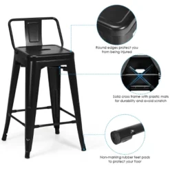 Tangkula Set Of 4 Metal Bar Stools 24" Industrial Chair Low Back Black -Tangkula Shop GUEST 96846151 5804 46f8 b715 a94e2f75dbc4