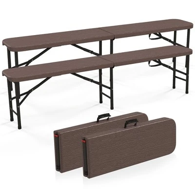 Tangkula 2-Pack 6 Ft Portable Folding Benches with 1320 lbs Capacity - Coffee 10 Tangkula 2-Pack 6 Ft Portable Folding Benches with 1320 lbs Capacity - Coffee - Image 10