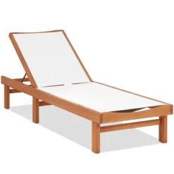 Tangkula 1PC/2PCS Outdoor Chaise Lounge Chair, Eucalyptus Wood Recliner W/ 5-Level Backrest, Breathable & Quick Drying Seat Fabric -Tangkula Shop GUEST 9697a0a9 78ad 4c48 bae1 d4f145692bc1