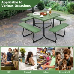 Tangkula 8-Person Square Outdoor Picnic Table Set with 4 Integrated Benches -Tangkula Shop GUEST 96aa9d0f 1466 464e a2cb ef74f7d8d65a