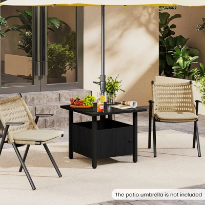 Tangkula Outdoor Side Table W/ 1.89" Umbrella Hole Patio Umbrella Table Base Stand 3 Tangkula Outdoor Side Table W/ 1.89" Umbrella Hole Patio Umbrella Table Base Stand - Image 3