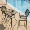 Tangkula 3 Piece Patio Bar Bistro Set, Outdoor Bar Height Stool & Table Ergonomic Seat W/ Comfortable Cushion Reinforced Steel Structure