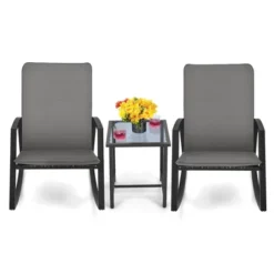 Tangkula 3PCS Rattan Bistro Rocking Chair Set Patio Furniture Set W/ Cushions -Tangkula Shop GUEST 97605fd8 ec69 40d0 8b20 4a913f0a14c9