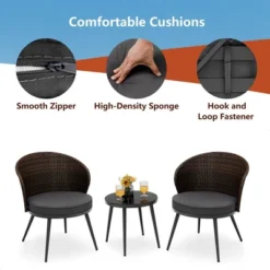 Tangkula 3PCS Rattan Patio Furniture Set Outdoor Conversation Furniture Set W/ Seat Cushions -Tangkula Shop GUEST 9763f91c 8dcc 47bf bde9 08c32377dc67