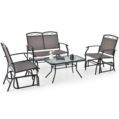 Tangkula 4PCS Outdoor Glider Chair & Table Set Patio Conversation Furniture Set 10 Tangkula 4PCS Outdoor Glider Chair & Table Set Patio Conversation Furniture Set - Image 10