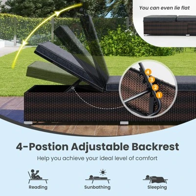 Tangkula Outdoor Chaise Lounge W/ Long Seat Cushion Heavy-Duty Metal Frame 4 Tangkula Outdoor Chaise Lounge W/ Long Seat Cushion Heavy-Duty Metal Frame - Image 4