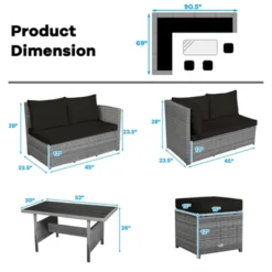 Tangkula Outdoor Wicker Coversation Set, 7 Piece, With Red/Turquoise/White/Black/Navy/Gray Cushions -Tangkula Shop GUEST 97b4640b 49c0 4547 9d08 d08a02988ce5