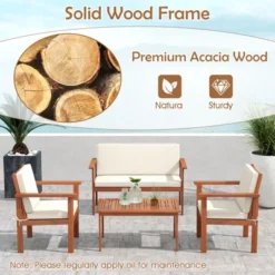 Tangkula 8 Pieces Patio Furniture Set, Acacia Wood Porch Chairs W/ Table -Tangkula Shop GUEST 97d5f8bc 23ea 4cfc b3c0 3340dbd3180b