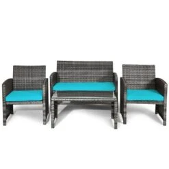 Tangkula 4-Piece Rattan Wicker Outdoor Patio Conversation Set - Turquoise 12 Tangkula 4-Piece Rattan Wicker Outdoor Patio Conversation Set - Turquoise -Tangkula Shop GUEST 981fb55e 5fb1 4f38 b229 3774d5c65e94