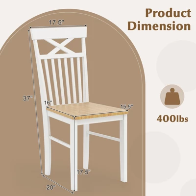Tangkula Farmhouse Dining Chair Set Of 4 Wooden Kitchen Chair W/ Rubber Wood Frame 8 Tangkula Farmhouse Dining Chair Set Of 4 Wooden Kitchen Chair W/ Rubber Wood Frame - Image 8