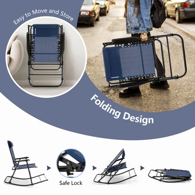 Tangkula 2-Piece Patio Folding Rocking Chair Set - Portable Outdoor Lounge Rocker 4 Tangkula 2-Piece Patio Folding Rocking Chair Set - Portable Outdoor Lounge Rocker - Image 4