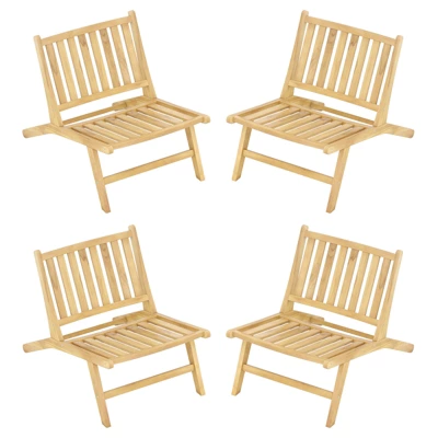 Tangkula 4PCS Teak Wood Outdoor Reclining Chair Natural Mid Century Accent Chair W/ Backrest 8 Tangkula 4PCS Teak Wood Outdoor Reclining Chair Natural Mid Century Accent Chair W/ Backrest - Image 8