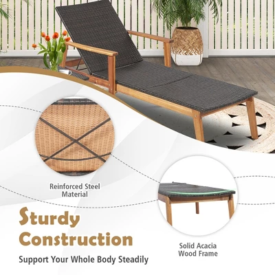 Tangkula 2-Piece Outdoor Lounge Chair and Folding Side Table Set 5 Tangkula 2-Piece Outdoor Lounge Chair and Folding Side Table Set - Image 5