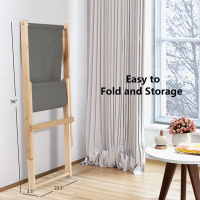 Tangkula Foldable Wood Beach Sling Chair with 3-Position Adjustable Recline - Grey 6 Tangkula Foldable Wood Beach Sling Chair with 3-Position Adjustable Recline - Grey - Image 6