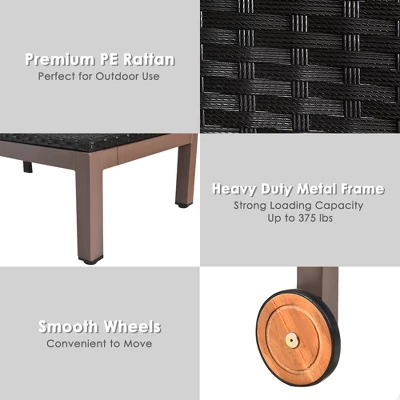 Tangkula 2PC Adjustable Patio Rattan Recliner Chaise Lounge Chair W/ Cushion Wheels 9 Tangkula 2PC Adjustable Patio Rattan Recliner Chaise Lounge Chair W/ Cushion Wheels - Image 9