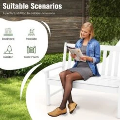Tangkula 2-Person Outdoor Garden Park Bench All-Weather HDPE Patio Loveseat Chair With Cozy Backrest Ergonomic Loveseat Bench White 16 Tangkula 2-Person Outdoor Garden Park Bench All-Weather HDPE Patio Loveseat Chair With Cozy Backrest Ergonomic Loveseat Bench White -Tangkula Shop GUEST 98b1c8bb 91ff 4c3d 9c90 60534abdc40d