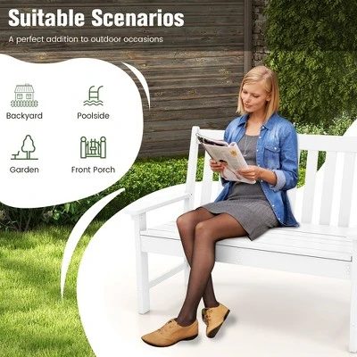 Tangkula 2-Person Outdoor Garden Park Bench All-Weather HDPE Patio Loveseat Chair With Cozy Backrest Ergonomic Loveseat Bench White 7 Tangkula 2-Person Outdoor Garden Park Bench All-Weather HDPE Patio Loveseat Chair With Cozy Backrest Ergonomic Loveseat Bench White - Image 7