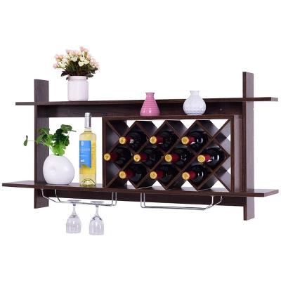 Tangkula Wall Mount Drinks Rack Organizer With Glass Holder & Storage Shelf Home Decoration 9 Tangkula Wall Mount Drinks Rack Organizer With Glass Holder & Storage Shelf Home Decoration - Image 9