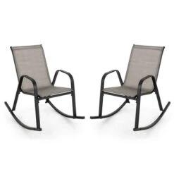 Tangkula Set Of 4 Metal Rocking Chair Heavy-Duty Rocker Outdoor Anti-Slip Brown Patio -Tangkula Shop GUEST 991cefa8 9f11 40c7 92bc 42cd8cb2dd8f
