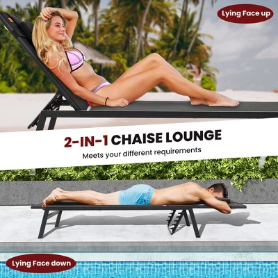 Tangkula Patio Sunbathing Lounge Chair W/ Face Hole & Detachable Head Pillows Poolside 4 Tangkula Patio Sunbathing Lounge Chair W/ Face Hole & Detachable Head Pillows Poolside - Image 4