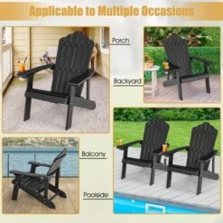 Tangkula 4PCS Adirondack Chair HIPS Adirondack Chair W/Cup Holder Realistic Wood Grain Weather Resistant Outdoor Chair For 380 LBS Weight Capacity Black/Navy/White/Teak/Dark Green/Red/Light Grey/Yellow -Tangkula Shop GUEST 992cf7e9 dba2 40d5 b76b 474545cdb70d 1