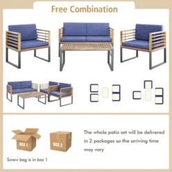 Tangkula 4PCS Acacia Wood Patio Conversation Set Outdoor Furniture Set W/ Navy Cushions 8 Tangkula 4PCS Acacia Wood Patio Conversation Set Outdoor Furniture Set W/ Navy Cushions -Tangkula Shop GUEST 9957928a ccb7 4650 ac96 086c4ca1a34f