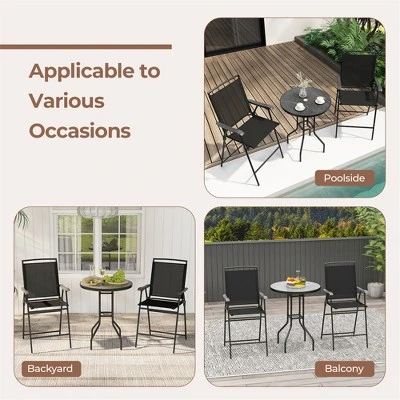 Tangkula 3-Piece Outdoor Bar Set Counter Height Patio Bistro Furniture Set W/ DPC Tabletop & Umbrella Hole 3 Tangkula 3-Piece Outdoor Bar Set Counter Height Patio Bistro Furniture Set W/ DPC Tabletop & Umbrella Hole - Image 3
