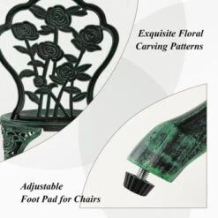 Tangkula Rose Design Bistro Set Antique Aluminum Bench Patio Garden Chair For Outdoor Green -Tangkula Shop GUEST 9968d78f efbc 44b5 a27f 1a5e23e03984
