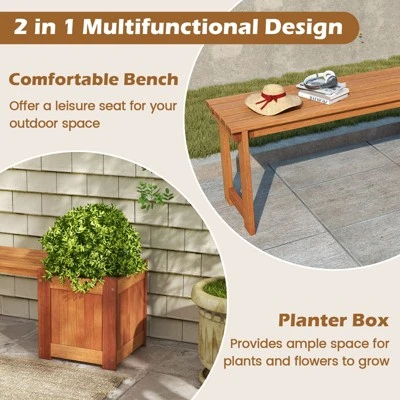 Tangkula 2-in-1 Wooden Garden Bench with Integrated Planter Box 4 Tangkula 2-in-1 Wooden Garden Bench with Integrated Planter Box - Image 4