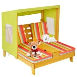 Tangkula Kids Patio Double Chaise Lounge Outdoor Wooden Recliner W/Canopy & Cup Holder -Tangkula Shop GUEST 999f55fa 4eb6 440e a97b 28a2cd371be3