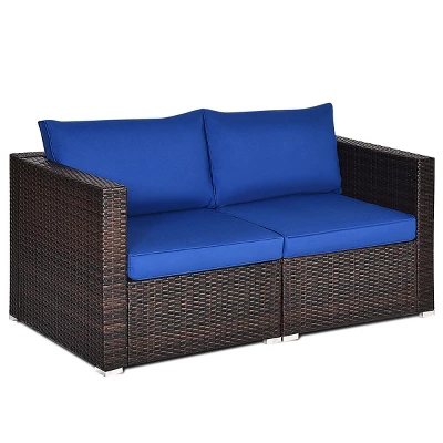 Tangkula 2-Piece Patio Wicker Corner Sofa Set with Removable Cushions 9 Tangkula 2-Piece Patio Wicker Corner Sofa Set with Removable Cushions - Image 9